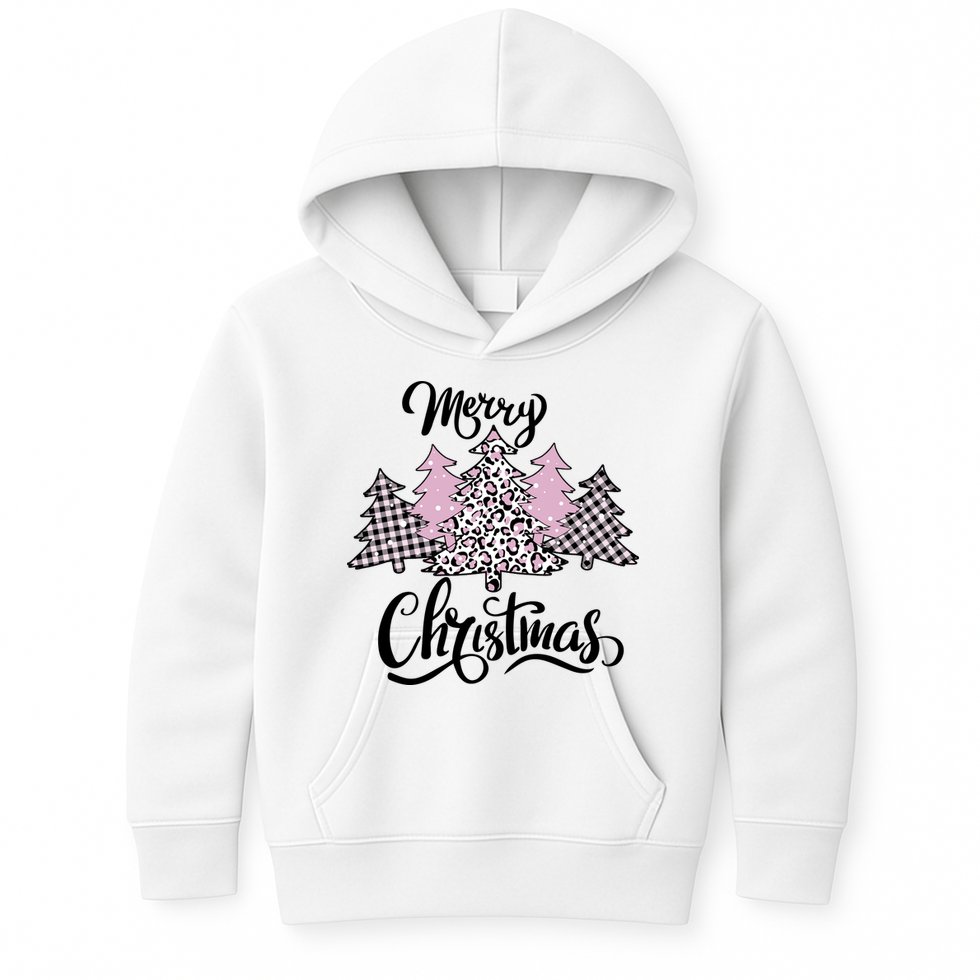 Merry Christmas Pretty And Pink Kids Hoodie