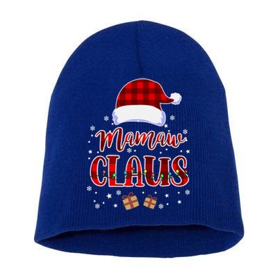 Mamaw Claus Plaid Pattern Ornat Santa Christmas Gift Short Acrylic Beanie