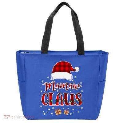 Mamaw Claus Plaid Pattern Ornat Santa Christmas Gift Zip Tote Bag