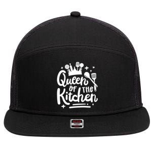 Mom Cooking Queen Of Kitchen Baking Kitchen Mom Mother's Day Gift 7 Panel Mesh Trucker Snapback Hat