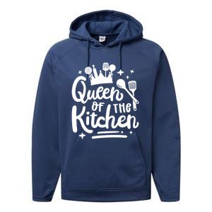 Mom Cooking Queen Of Kitchen Baking Kitchen Mom Mother's Day Gift Performance Fleece Hoodie