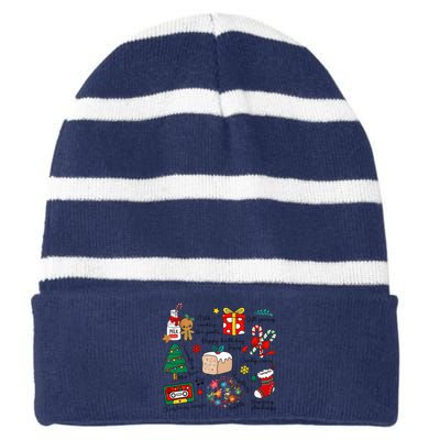 Merry Christmas Quote Happy Birthday Jesus Striped Beanie with Solid Band