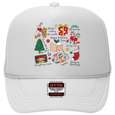 Merry Christmas Quote Happy Birthday Jesus High Crown Mesh Back Trucker Hat