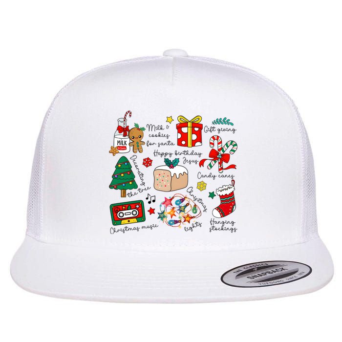 Merry Christmas Quote Happy Birthday Jesus Flat Bill Trucker Hat