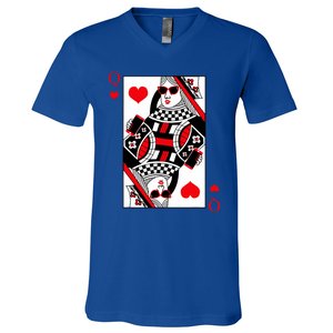 Modern Cool Queen Of Hearts Valentines Day Cool Vday V-Neck T-Shirt