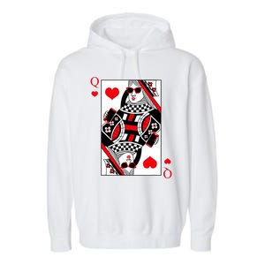 Modern Cool Queen Of Hearts Valentines Day Cool Vday Garment-Dyed Fleece Hoodie