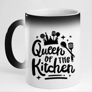 Mom Cooking Queen Of Kitchen Baking Kitchen Mom Mothers Day Gift 11oz Black Color Changing Mug