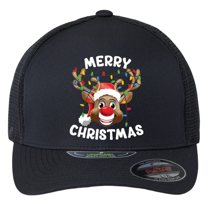 Merry Christmas Reindeer Squad Family Pajama Teen Boy Flexfit Unipanel Trucker Cap