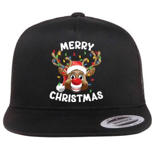 Merry Christmas Reindeer Squad Family Pajama Teen Boy Flat Bill Trucker Hat