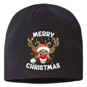 Merry Christmas Reindeer Squad Family Pajama Teen Boy Sustainable Beanie