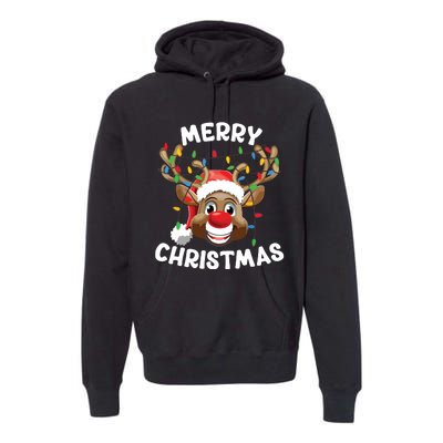 Merry Christmas Reindeer Squad Family Pajama Teen Boy Premium Hoodie