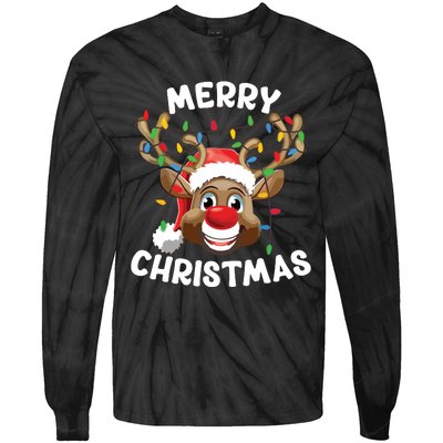 Merry Christmas Reindeer Squad Family Pajama Teen Boy Tie-Dye Long Sleeve Shirt