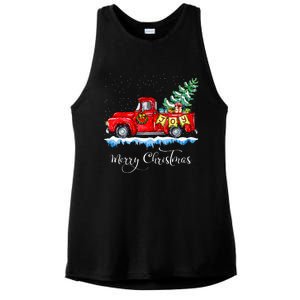 Merry Christmas Red Truck Old Fashioned Christmas Ladies PosiCharge Tri-Blend Wicking Tank