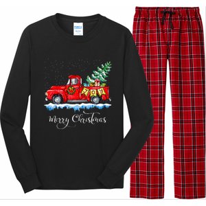 Merry Christmas Red Truck Old Fashioned Christmas Long Sleeve Pajama Set