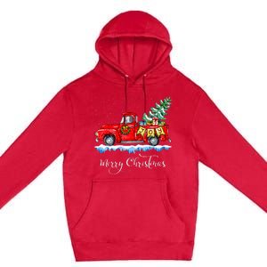 Merry Christmas Red Truck Old Fashioned Christmas Premium Pullover Hoodie