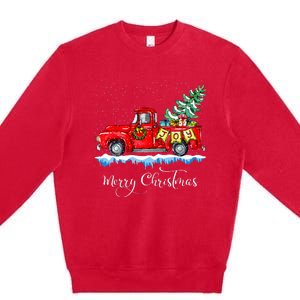 Merry Christmas Red Truck Old Fashioned Christmas Premium Crewneck Sweatshirt