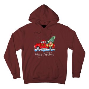 Merry Christmas Red Truck Old Fashioned Christmas Hoodie