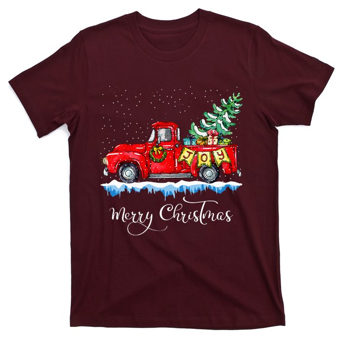 Merry Christmas Red Truck Old Fashioned Christmas T-Shirt