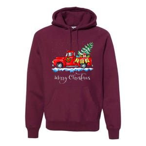 Merry Christmas Red Truck Old Fashioned Christmas Premium Hoodie