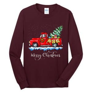 Merry Christmas Red Truck Old Fashioned Christmas Tall Long Sleeve T-Shirt