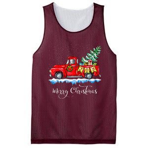 Merry Christmas Red Truck Old Fashioned Christmas Mesh Reversible Basketball Jersey Tank