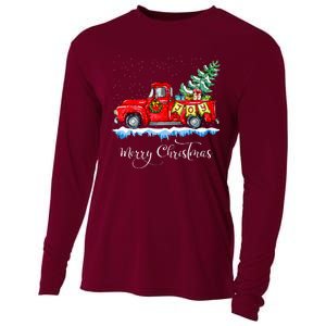 Merry Christmas Red Truck Old Fashioned Christmas Cooling Performance Long Sleeve Crew