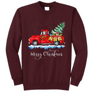 Merry Christmas Red Truck Old Fashioned Christmas Tall Sweatshirt