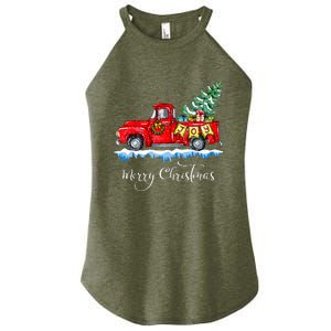 Merry Christmas Red Truck Old Fashioned Christmas Women's Perfect Tri Rocker Tank