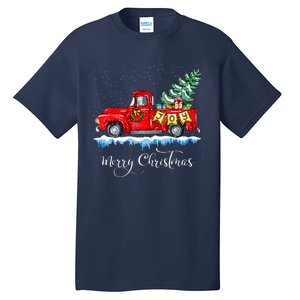 Merry Christmas Red Truck Old Fashioned Christmas Tall T-Shirt