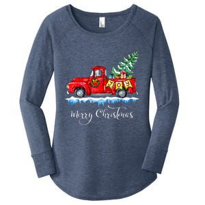 Merry Christmas Red Truck Old Fashioned Christmas Women's Perfect Tri Tunic Long Sleeve Shirt