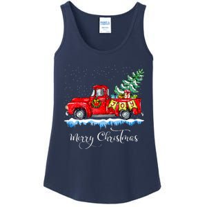 Merry Christmas Red Truck Old Fashioned Christmas Ladies Essential Tank