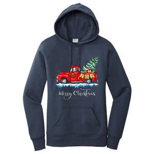 Merry Christmas Red Truck Old Fashioned Christmas Women's Pullover Hoodie