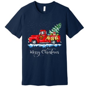 Merry Christmas Red Truck Old Fashioned Christmas Premium T-Shirt