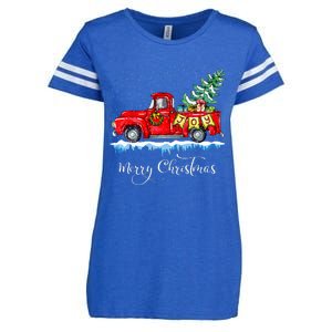 Merry Christmas Red Truck Old Fashioned Christmas Enza Ladies Jersey Football T-Shirt