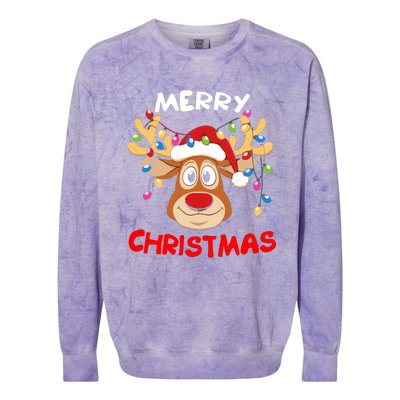 Merry Christmas Reindeer Xmas Family Colorblast Crewneck Sweatshirt