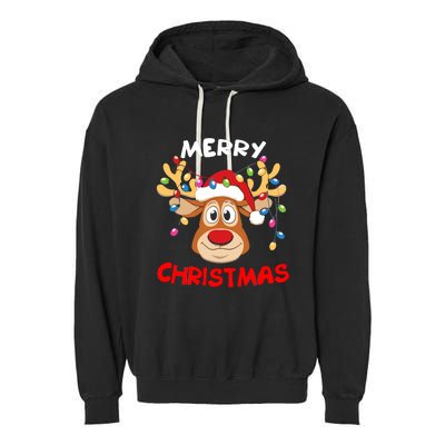 Merry Christmas Reindeer Xmas Family Garment-Dyed Fleece Hoodie