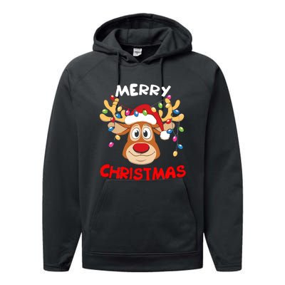 Merry Christmas Reindeer Xmas Family Performance Fleece Hoodie