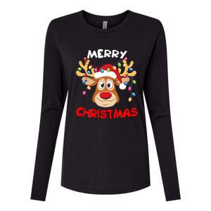 Merry Christmas Reindeer Xmas Family Womens Cotton Relaxed Long Sleeve T-Shirt