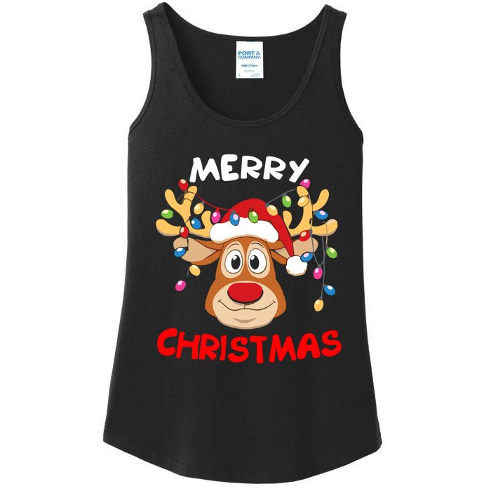 Merry Christmas Reindeer Xmas Family Ladies Essential Tank