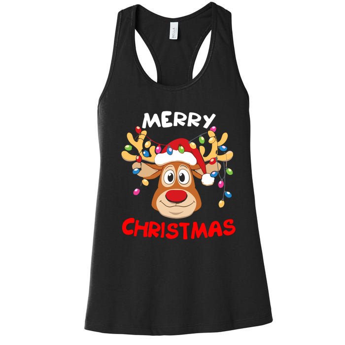 Merry Christmas Reindeer Xmas Family Women's Racerback Tank