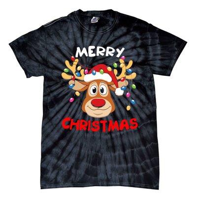 Merry Christmas Reindeer Xmas Family Tie-Dye T-Shirt