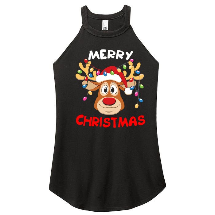 Merry Christmas Reindeer Xmas Family Women's Perfect Tri Rocker Tank