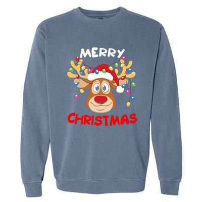 Merry Christmas Reindeer Xmas Family Garment-Dyed Sweatshirt