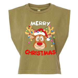 Merry Christmas Reindeer Xmas Family Garment-Dyed Women's Muscle Tee