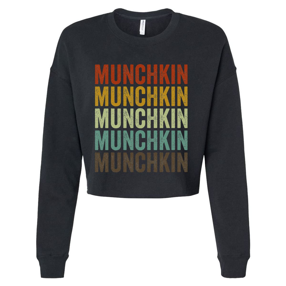 Munchkin Cat Retro Cropped Pullover Crew