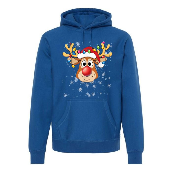 Merry Christmas Reindeer Xmas Santa Claus Gift Premium Hoodie