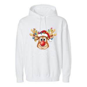 Merry Christmas Reindeer Xmas Santa Claus Gift Garment-Dyed Fleece Hoodie