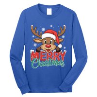 Merry Christmas Red Santa Hat Reindeer Xmas Family Gift Long Sleeve Shirt