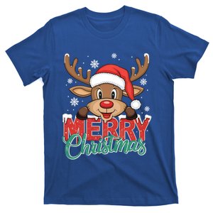 Merry Christmas Red Santa Hat Reindeer Xmas Family Gift T-Shirt