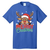 Merry Christmas Red Santa Hat Reindeer Xmas Family Gift Tall T-Shirt